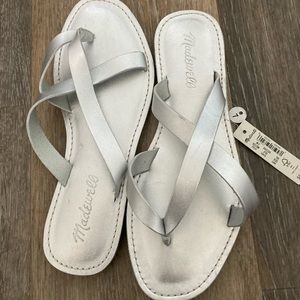 Madewell Boardwalk Risa flip flop Sandal Silver NWT 7